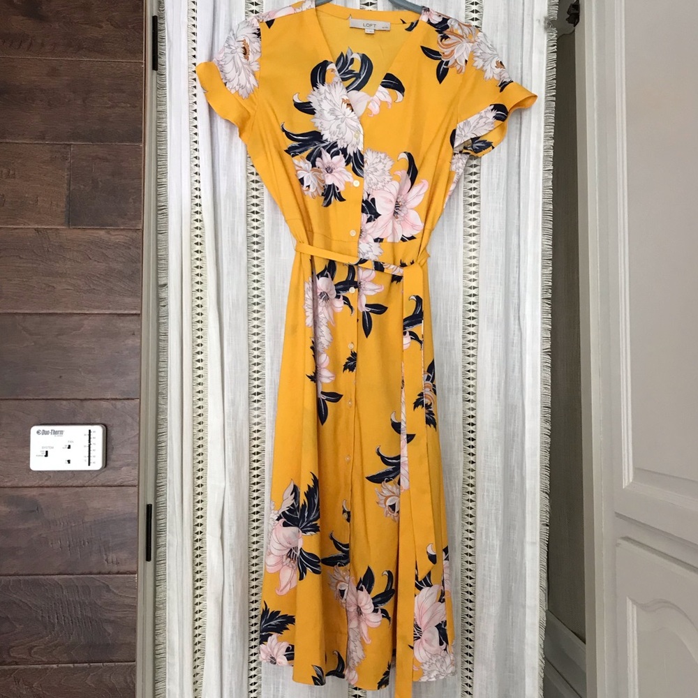 Loft Midi Dress Button Down